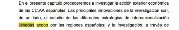"Llevadas a cabo" mal escrito en la tesis doctoral de Pedro Sánchez.