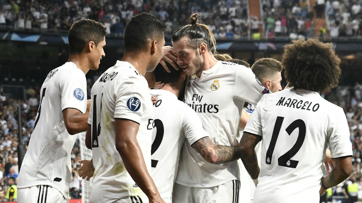 Los jugadores del Real Madrid celebran el golazo de Isco ante la Roma (AFP).