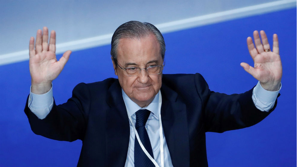 Florentino Pérez, durante la Asamblea. (EFE)