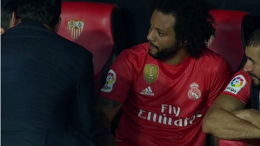 Marcelo, tras lesionarse.