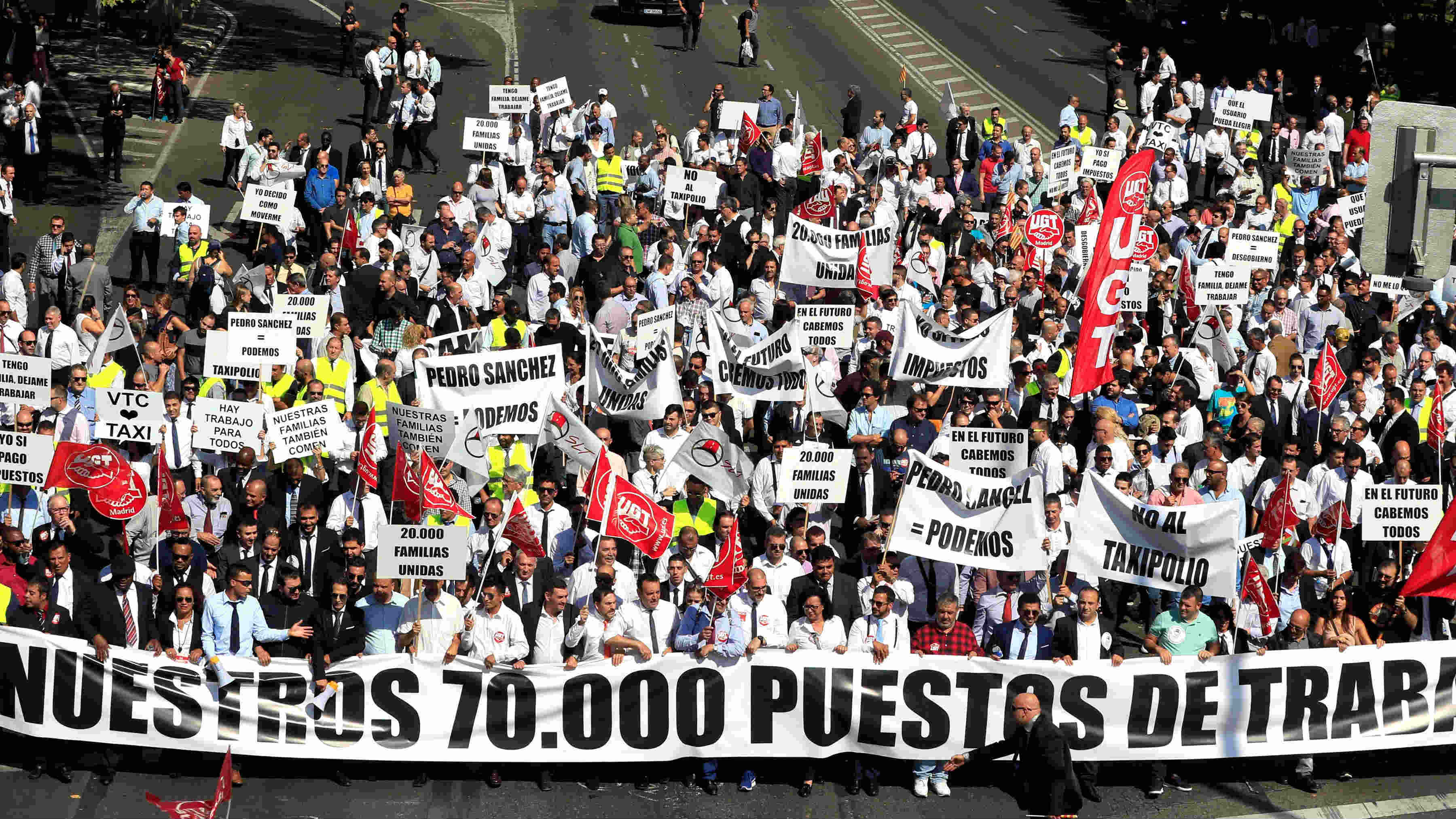 Manifestación de las VTC este jueves en el centro de Madrid