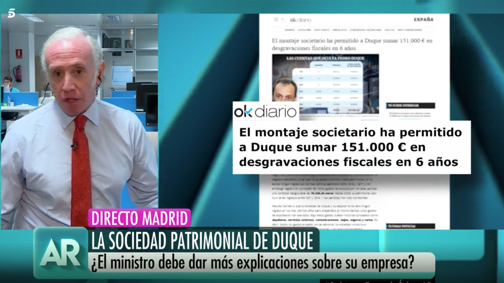 Eduardo Inda habla sobre Pedro Duque en ‘El programa de Ana Rosa’.