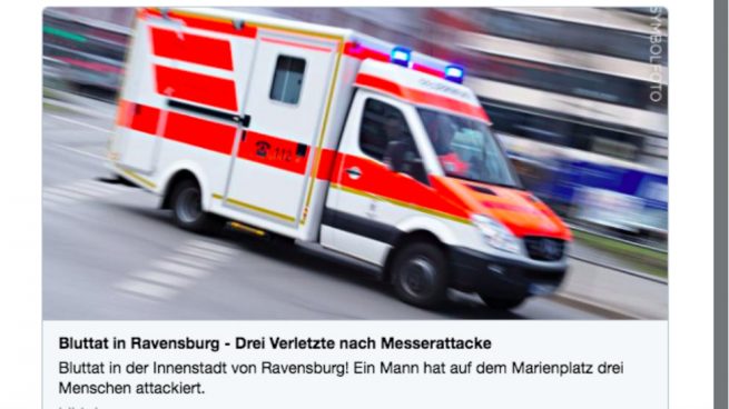 Un hombre apuñala a tres personas en la ciudad alemana de Ravensburg y todos ellos están graves