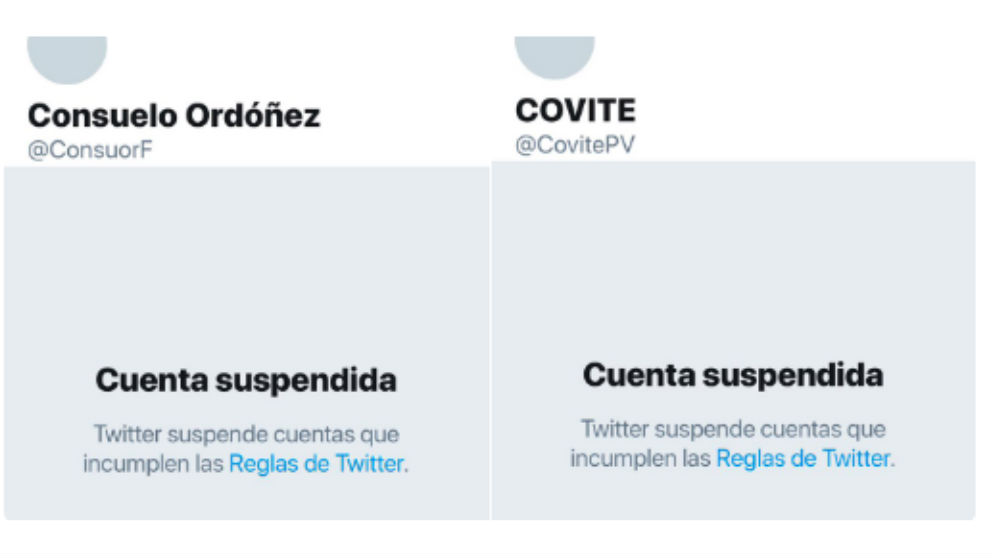 Las cuentas de Twitter de COVITE y Consuelo Ordóñez, suspendidas.