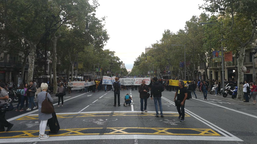 Los CDR ocupando las calles céntricas de Barcelona