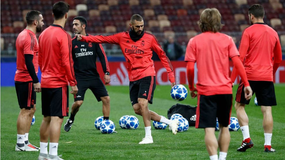 Benzema, durante un entrenamiento. (Realmadrid.com)