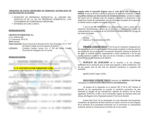 Segunda demanda presentada contra Javier Fernández Cuba por "okupar" un inmueble en Lavapiés (Madrid).
