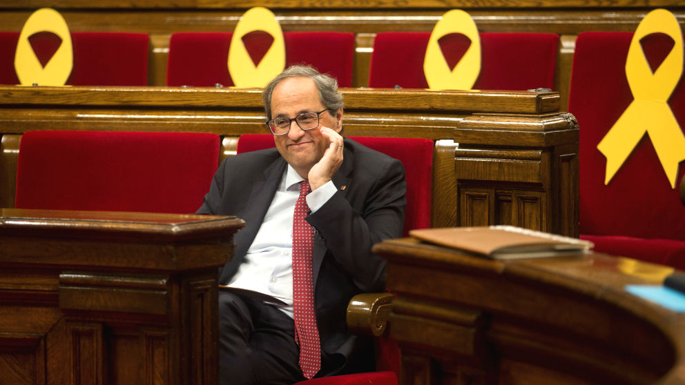 El presidente de la Generalitat, Quim Torra, en el Parlament de Cataluña (Foto: Efe)