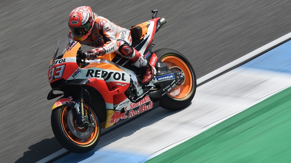 Márquez, en una curva del GP de Tailandia de Moto GP.