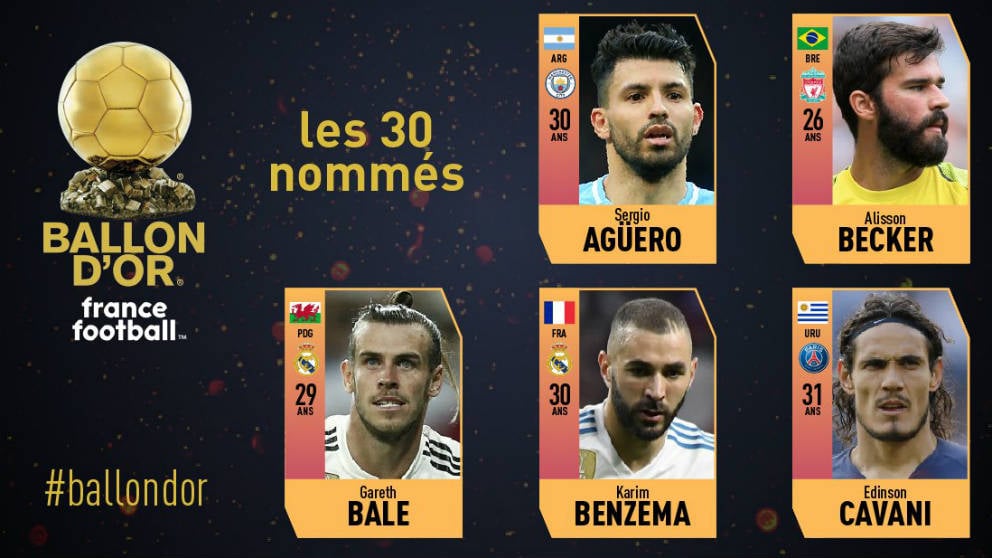 Balón de Oro 2018 los 30 nominados, en directo