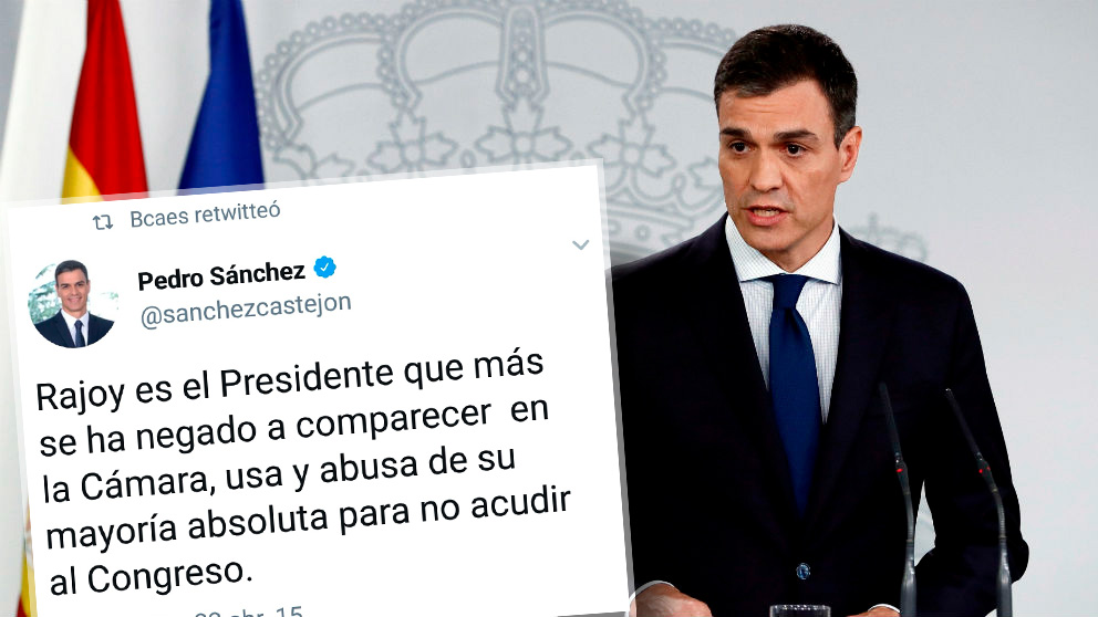Pedro Sánchez acusó a Mariano Rajoy en Twitter por no comparecer en el Congreso