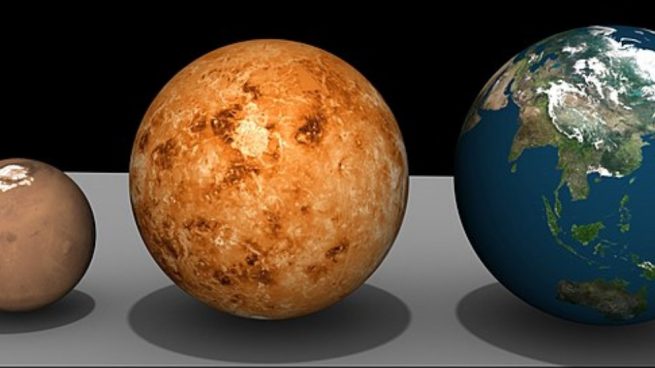 Venus, la Tierra y Marte