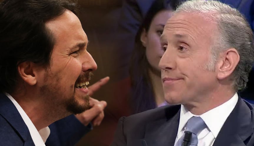 Pablo Iglesias, ex vicepresidente segundo y líder de Podemos, y Eduardo Inda, director de OKDIARIO.