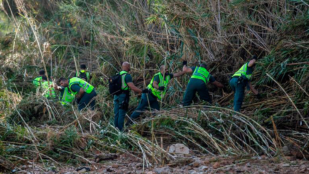 Un grupo de voluntarios ayuda en las laboras de búsqueda del niño de 5 años que aun permanece desaparecido tras las inundaciones en Mallorca. Foto: EFE