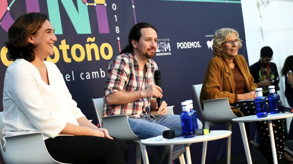 Ada Colau, Pablo Iglesias y Manuela Carmena. (Foto. Podemos)