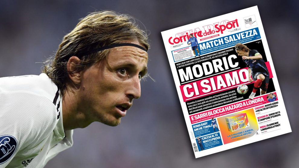 Modric y la portada del ‘Corriere dello Sport’.