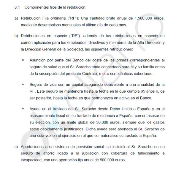 Saracho firmó con Popular un contrato de 1,5 millones dos meses antes de presidir la entidad