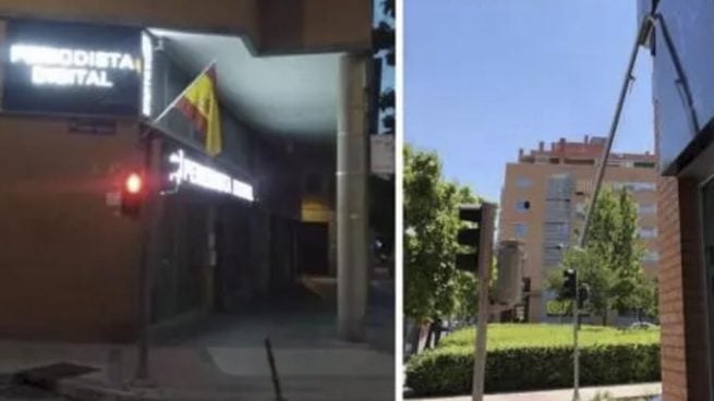 Ataque borroka a la sede de Periodista Digital: segunda vez que les roban la bandera de España