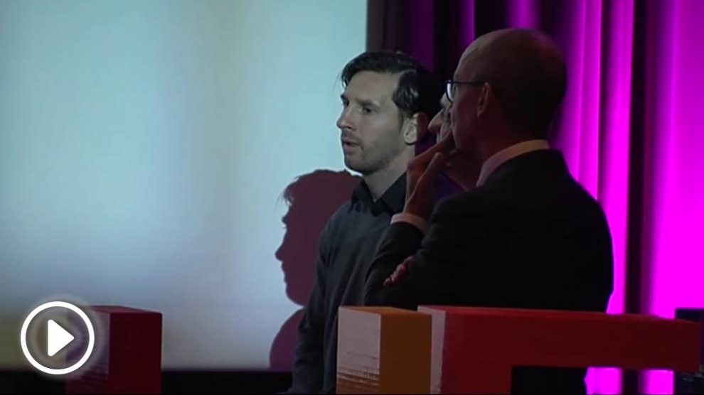 Messi se emocionó en un acto contra el cáncer infantil.