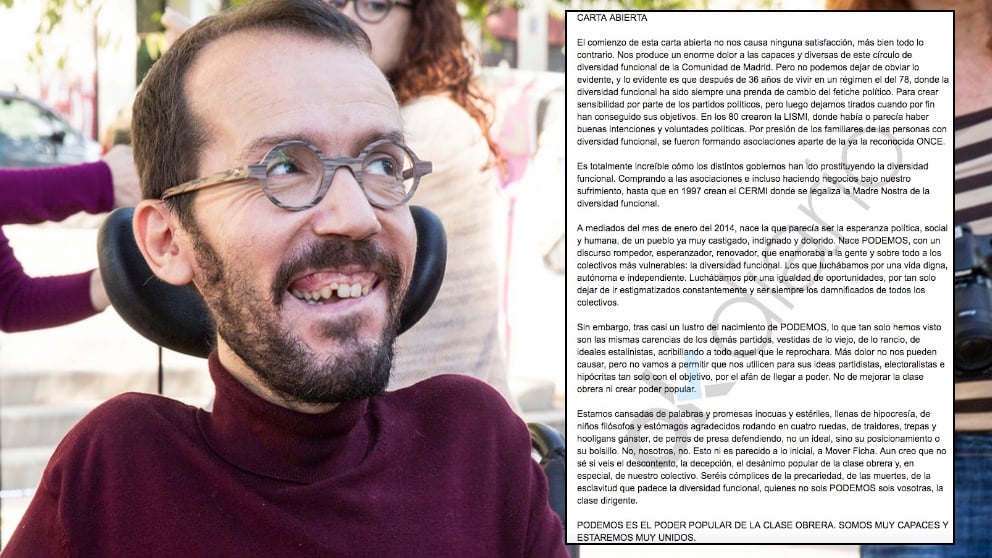 Pablo Echenique y la carta que le han dirigido. (Foto. Podemos)