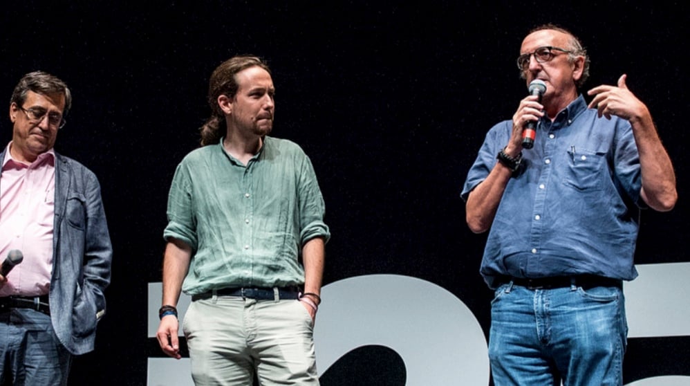 Roures participando en un acto con el líder de Podemos, Pablo Iglesias. (Foto: Flickr Podemos)