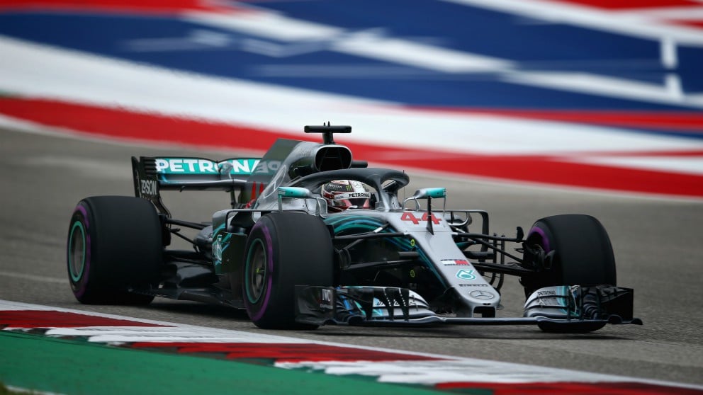 Lewis Hamilton rueda en el GP de Estados Unidos. (AFP)