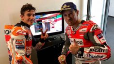 Lorenzo y Márquez, tras un Gran Premio.