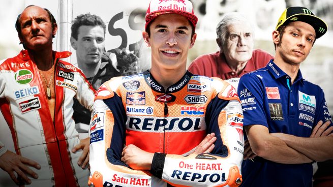 Márquez ya cena en la mesa de los grandes: Rossi, Nieto y Agostini