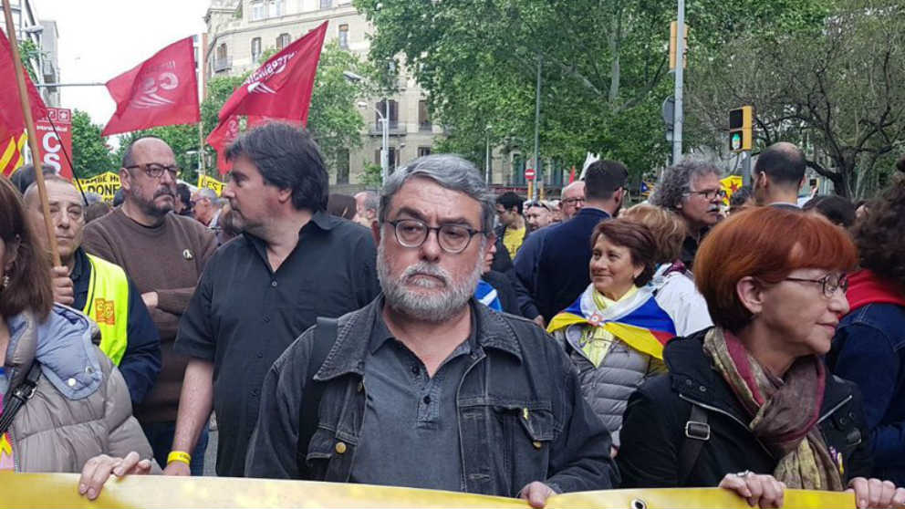 El terrorista Carles Sastre en una manifestación de CSC-Intersindical