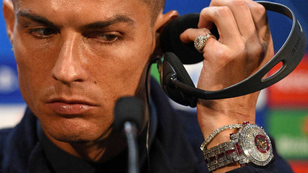 Cristiano Ronaldo, en la rueda de prensa de Old Trafford. (AFP)