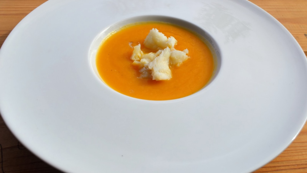 Receta de crema de calabaza y bacalao