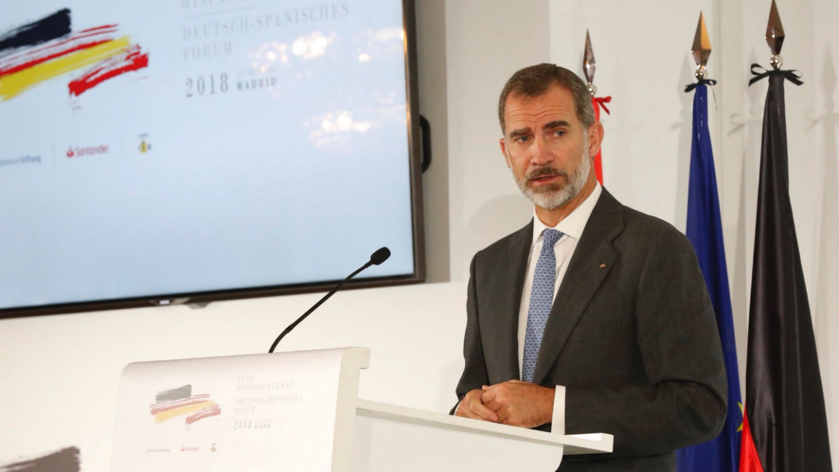 El Rey  en la clausura del Foro Hispano Alemán (Casa Real).