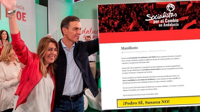 Pedro Sánchez y Susana Díaz el pasado sábado en Sevilla y el manifiesto 