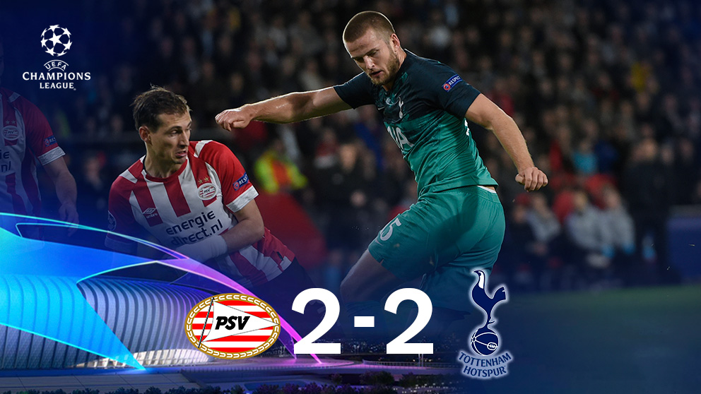 PSV y Tottenham empatan a dos. (AFP)