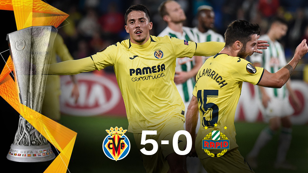 El Villarreal sumó su primera victoria en Europa League tras golear al Rapid Viena