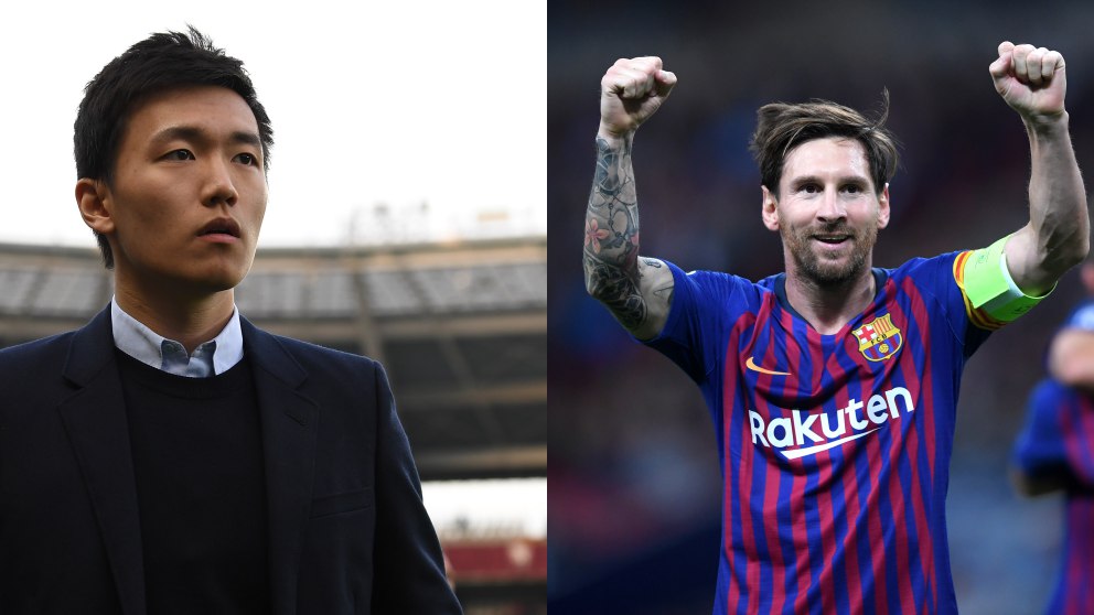 Steven Zhang y Leo Messi.