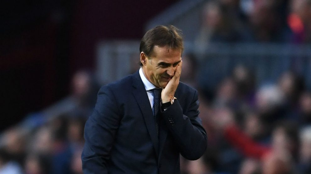 Julen Lopetegui durante el Clásico disputado en el camp Nou (getty).