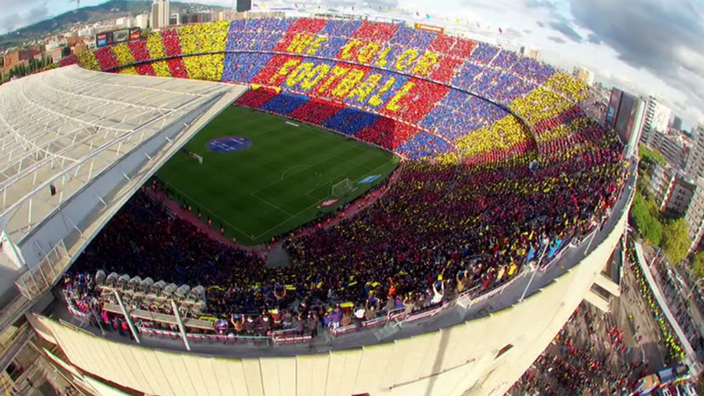 El mosaico del Camp Nou en el Clásico Barcelona – Real Madrid.