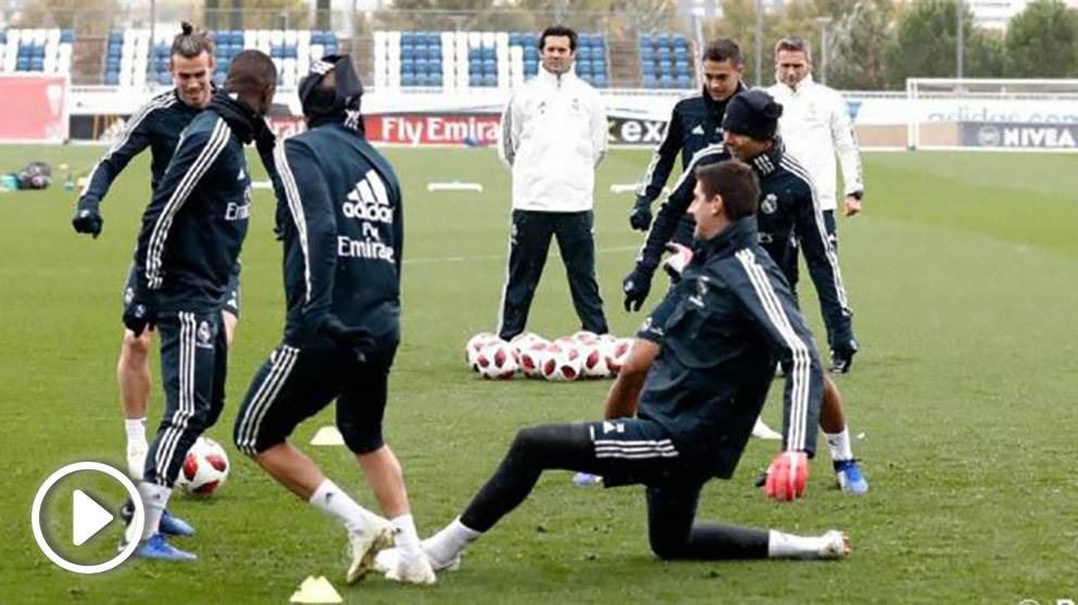 Solari, durante su primer entrenamiento con el Real Madrid. (Realmadrid.com)