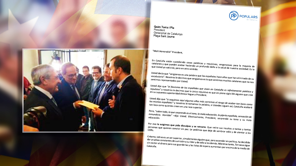 Carta de un concejal del PP de Tarrasa al presidente de la Generalit, Quim Torra.