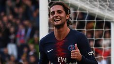 Adrien Rabiot celebra un gol con el PSG esta temporada. (AFP)