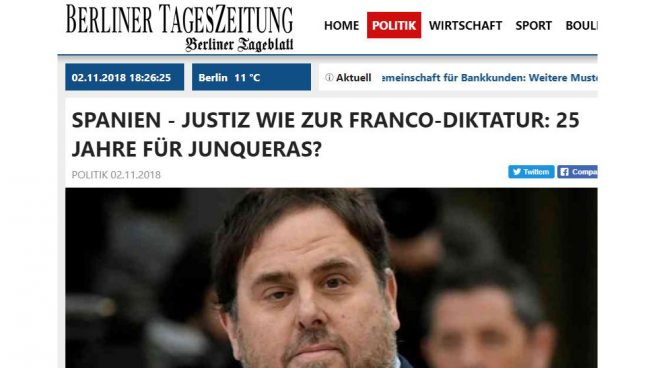 El diario más importante de Berlín compara la acusación de la Fiscalía con «la dictadura de Franco»