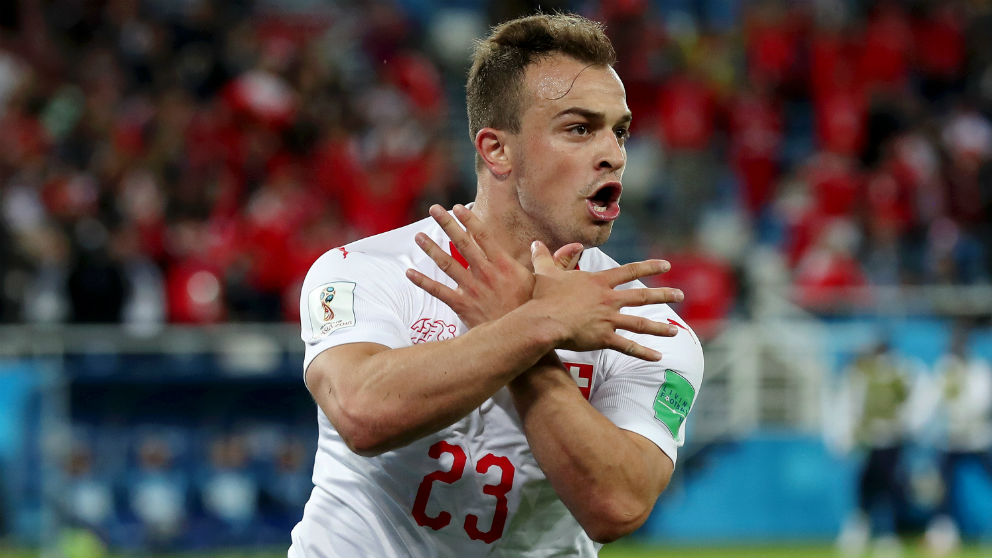 Shaqiri realiza una polémica celebración en el Mundial. (Getty)