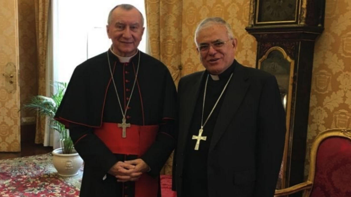 El obispo con Parolin este martes (EP).