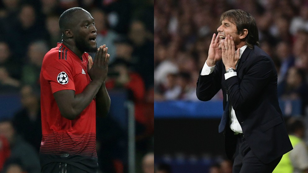 Lukaku y Conte. (AFP)