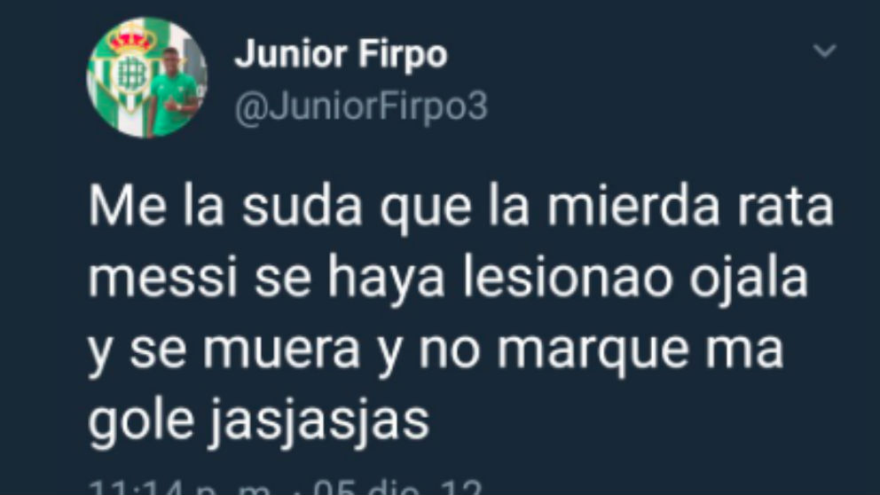 juniiorLos polémicos tuits de Junior Firpo contra Leo Messi.