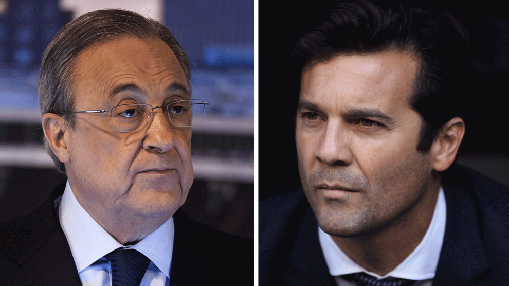 Florentino Pérez y Santiago Solari. (Getty)