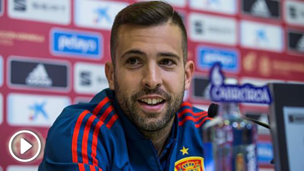 Jordi Alba durante la rueda de prensa en su regreso a la selección. (EFE)