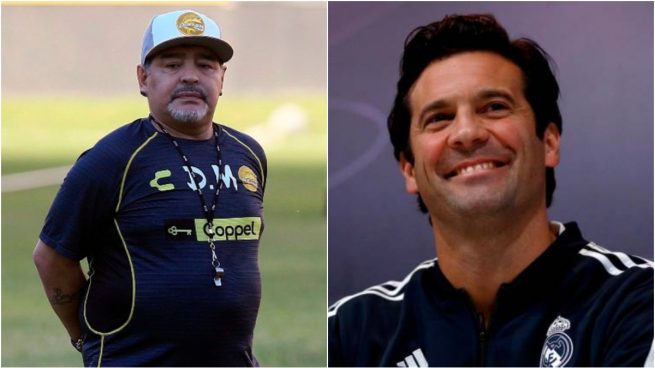 Maradona y Solari, en dos fotos recientes (EFE).