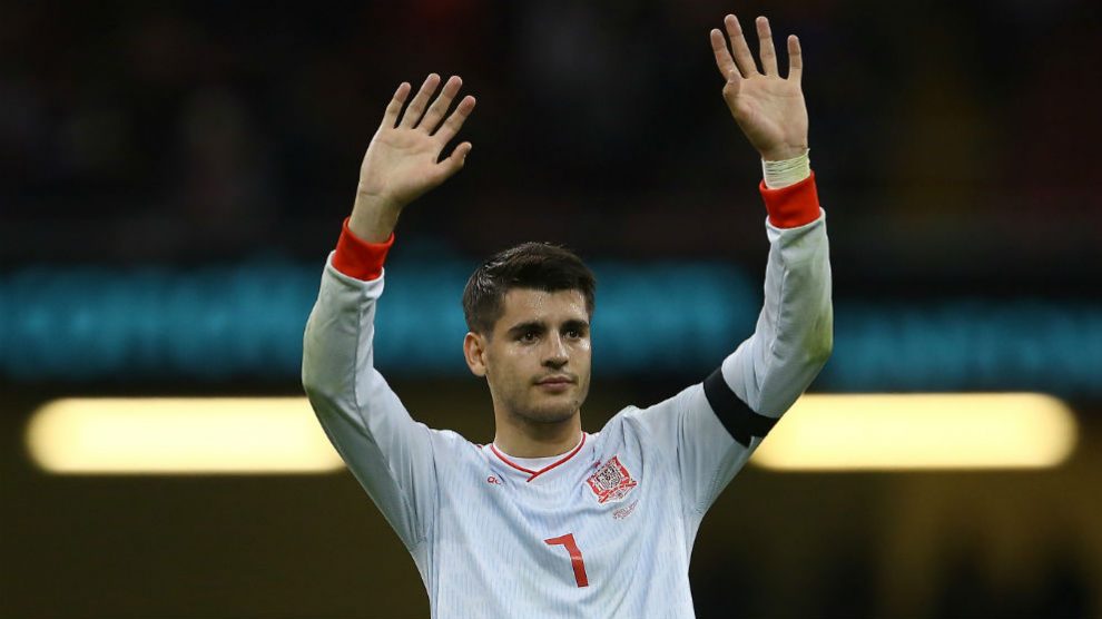 Morata, durante un partido de España. (AFP)